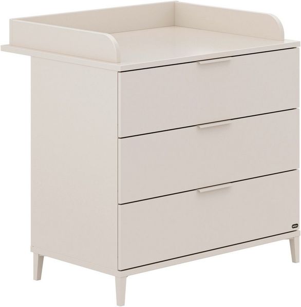 YUNY by PAIDI Wickelkommode SISTER LOU mit abnehmbarem Aufsatz und 3 Schubladen, Kommode in Beige, 95 cm Breite, geprüfte Sicherheit, Soft-Close