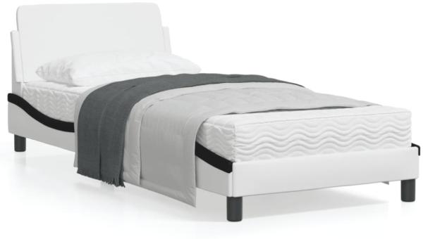 vidaXL Bettgestell "Dover" Weiß und Schwarz 80x200 cm Kunstleder 373084