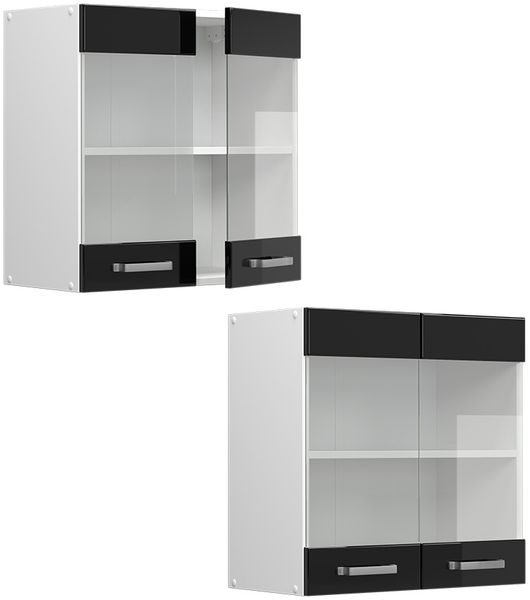 Hängeschrank R-Line Schwarz Hochglanz 60 cm mit Glastüren Vicco Bild 6