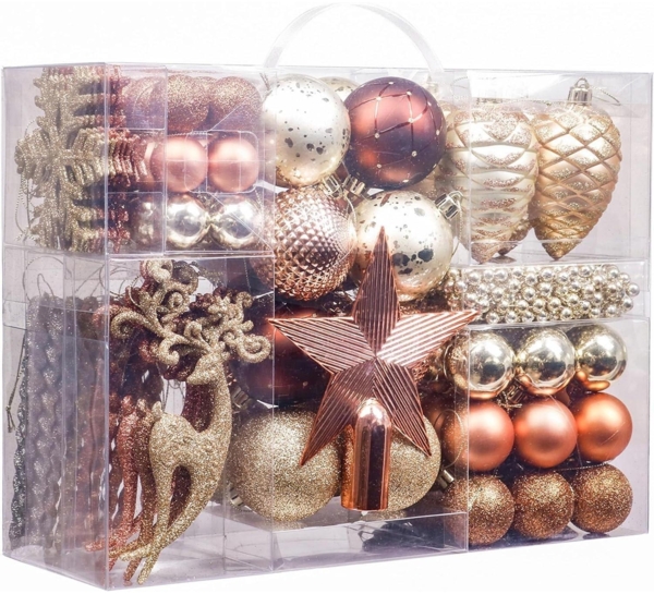 Weihnachtskugeln 100 TLG Kunststoff Christbaumkugeln 3-16cm Wald Thema