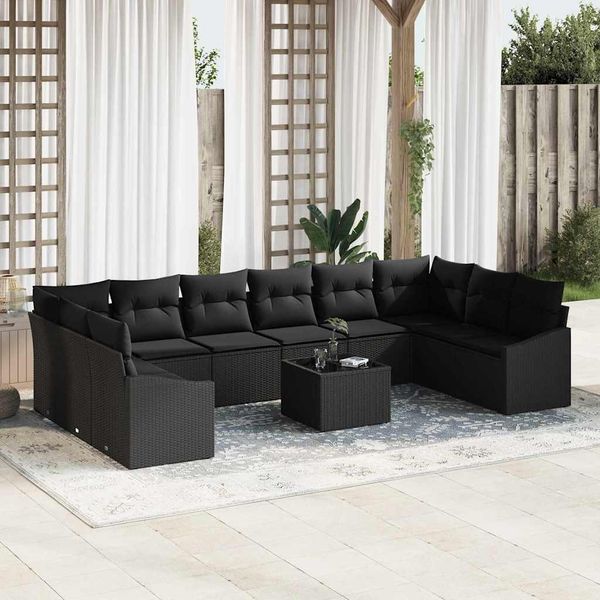 vidaXL Gartensofa-set mit Speicher Schwarz Poly-Rattan 3355582