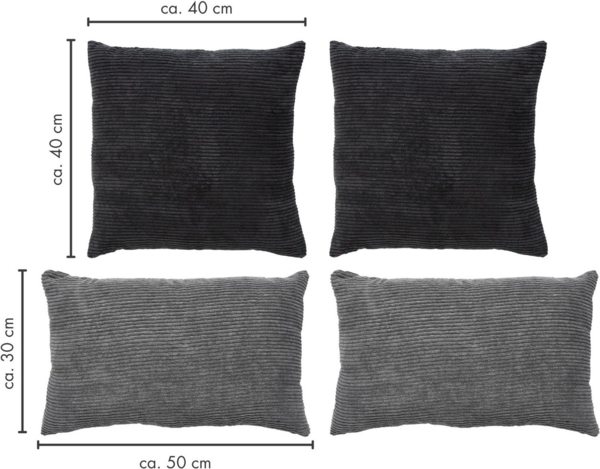 Andiamo Dekokissen Cord Kissen Emy, 4er Set, Kissenhülle mit Füllung, Sofakissen, eckig, 40x40 & 30x50 cm, auch einzeln erhältlich Bild 2