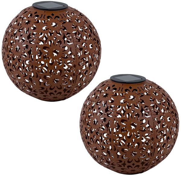 2x LED Solarleuchte, Dekorgeflecht-Kugel, D 20 cm