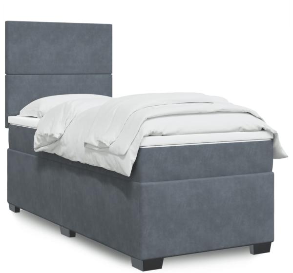 vidaXL Boxspringbett mit Matratze Dunkelgrau 90x190 cm Samt 3290781