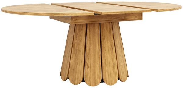 KLAM HOME Esstisch Ausziehbarer Esstisch Runder Tisch Zu Oval Ausziehbar 158 Cm (Esszimmer Tisch Küchentisch Balkontisch Für Bis Zu 6 Personen), Massivholz Optik Esstisch Braun Mit Metallgestell Stabile Konstruktion