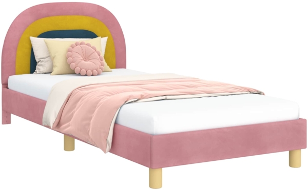 vidaXL Kinderbettgestell mit Kopfteil Rosa 90x200 cm Samt 42011013