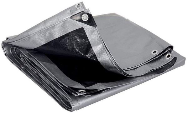Woltu Pool-Abdeckplane (1-St), 180g/m² PE Gewebeplane mit Ösen grau