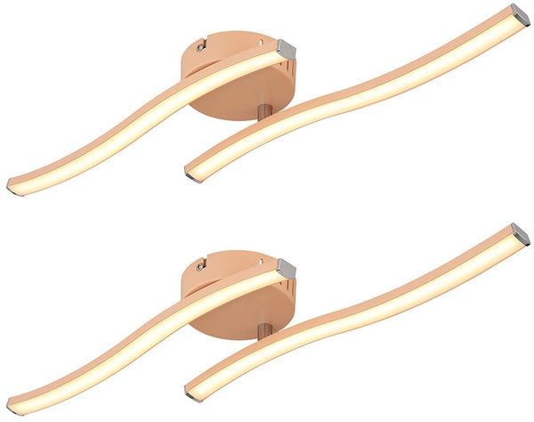 2x LED Deckenleuchte, Orange, beweglicher Spot, 2-flammig, L 51,5 cm