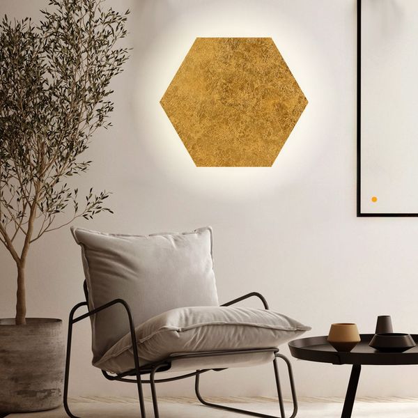 s.luce Hive indirekte LED Wandleuchte Blattgold Ø 55cm