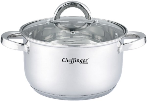 Kochtopf Topf Ø28cm Edelstahl mit Glasdeckel 10L Induktion Cheffinger CF-SS28