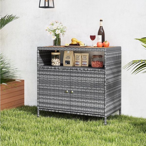 KOMFOTTEU Garten-Geräteschrank, Aufbewahrungsschrank mit Doppeltür, 90x53x86cm