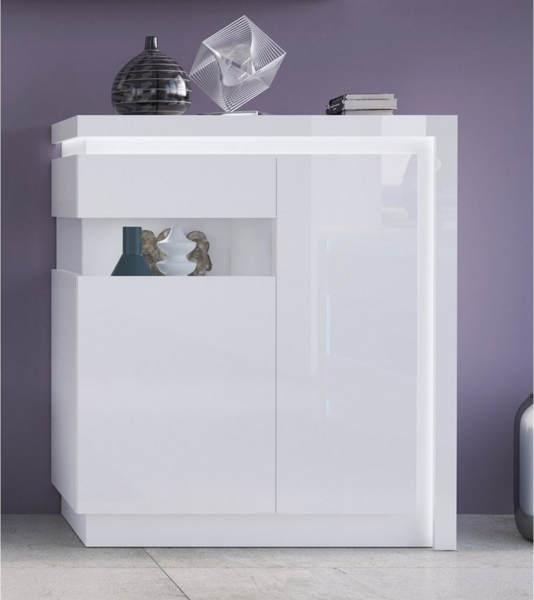 Highboard, 108 cm breit, in weiß Hochglanz LYNDHURST-129, B/H/T ca. 108/124/42 cm Bild 2