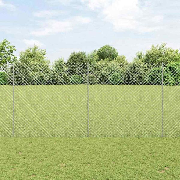 vidaXL Zaun mit Pfosten Silber 3336291