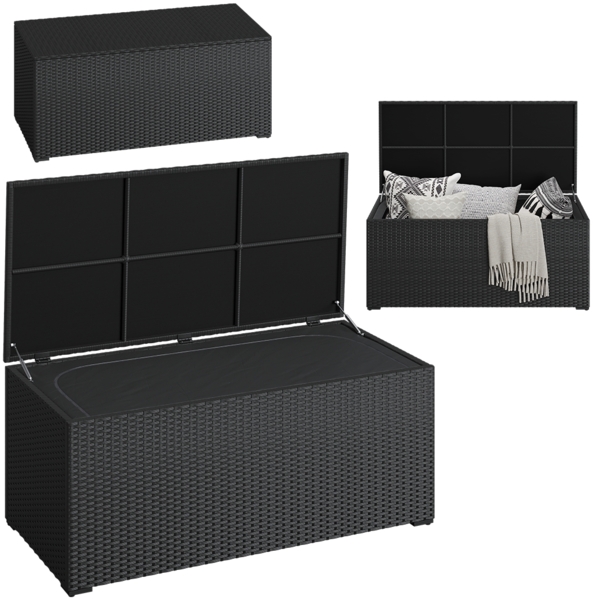 STEELSØN 'Serion' XXL-Aufbewahrungsbox 615 Liter, schwarz, 155x73x61 cm, wetterfest, aus Polyrattan