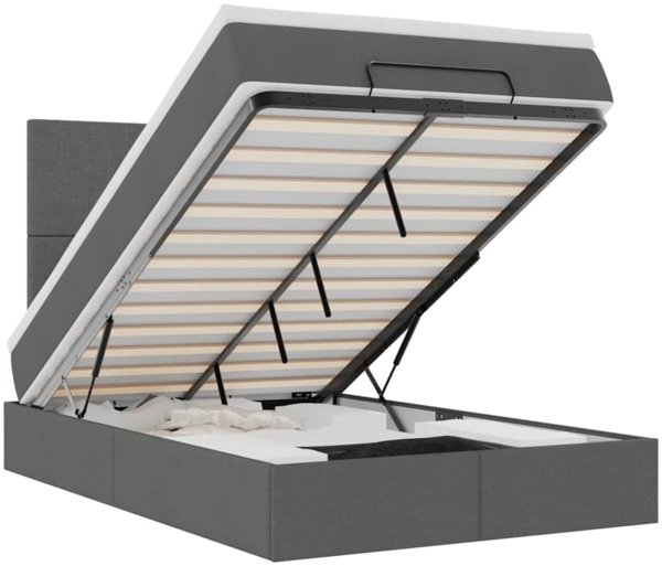 vidaXL Ottoman-Bett mit Matratze & LEDs Dunkelgrau 120x200 cm Stoff 3313914
