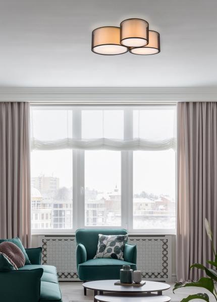 Deckenleuchte BURTON Stoff Organza transparent Schwarz innen Weiß, Breite 65cm Bild 6