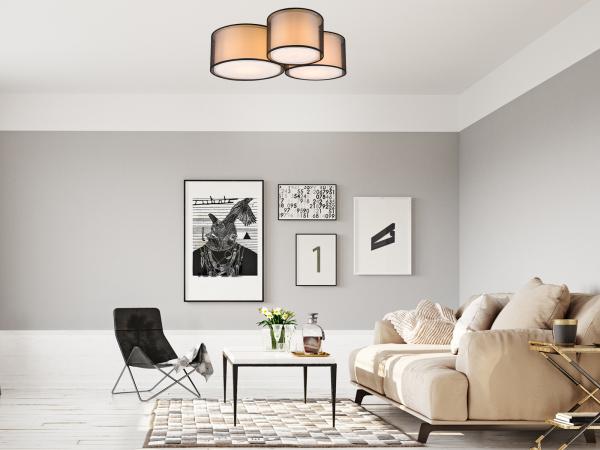 Deckenleuchte BURTON Stoff Organza transparent Schwarz innen Weiß, Breite 65cm Bild 7