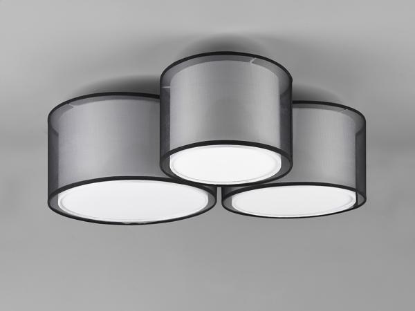 Deckenleuchte BURTON Stoff Organza transparent Schwarz innen Weiß, Breite 65cm Bild 4