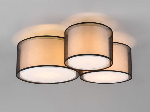 Deckenleuchte BURTON Stoff Organza transparent Schwarz innen Weiß, Breite 65cm