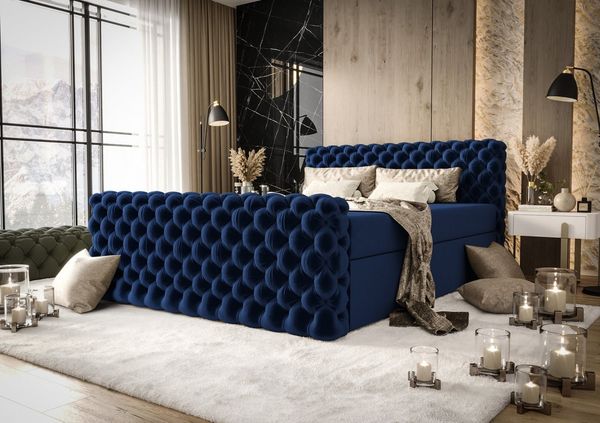 B&B Home Boxspringbett Boxbett Figo IV 180 cm 200 cm (inkl zwei Bettkästen, Multipocket-Matratze und Topper, Chesterfield)