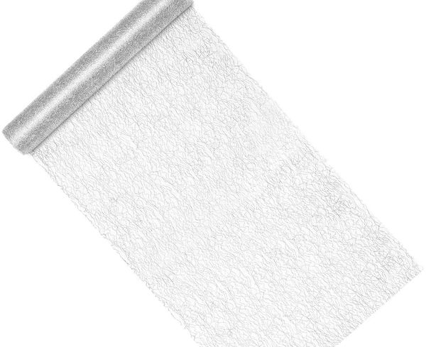 partydeco Tischläufer, Tischläufer in Netzoptik 36cm x 9m Rolle silber
