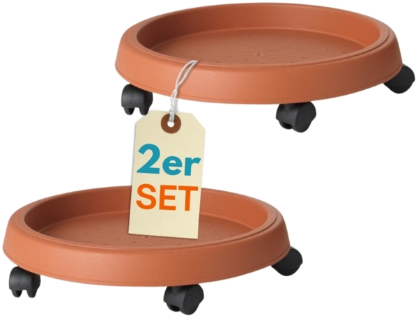 2er Set Pflanzenroller Outdoor Wetterfest Rollbrett Pflanzen Blumentopf Untersetzer mit Rollen Pflanzenroller Rund Blumenroller 35 cm