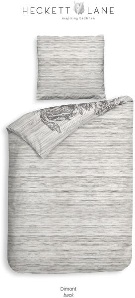 Heckett & Lane Mako-Satin Eco Bettwäsche 155x220 Dimont Lining grau Blumen Blüte Bild 4