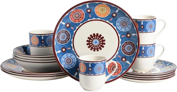 CreaTable Kombiservice Sumaya, Kombi-Service 16-tlg (16-tlg), 4 Personen, Steingut, Mandala Motive