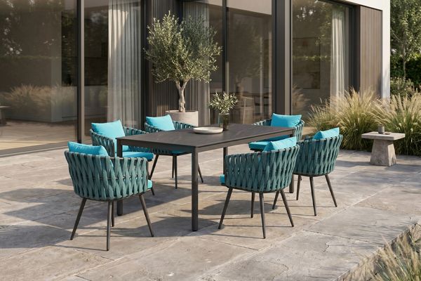 KAWOLA Gartenmöbel Set LUSHA 7-tlg. Stahl türkis x x cm