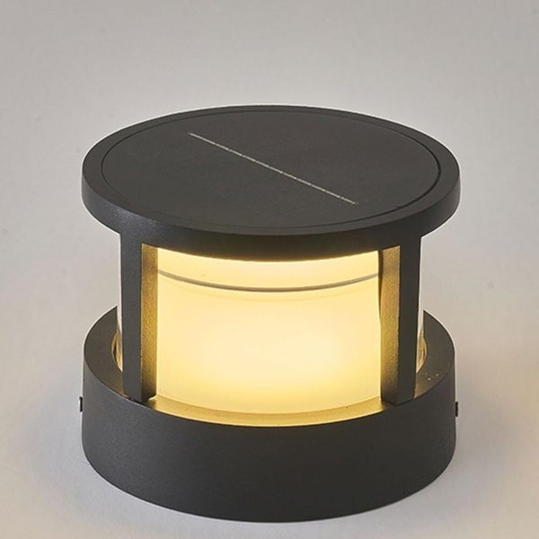 Solar-Pfeilerleuchte Metall schwarz 16 cm rund