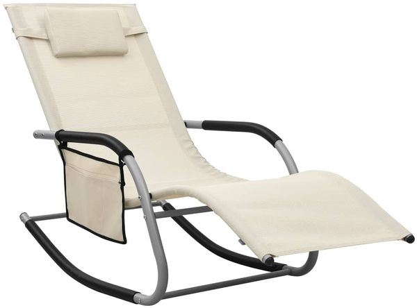 vidaXL Sonnenliege Textilene Creme und Grau 310506