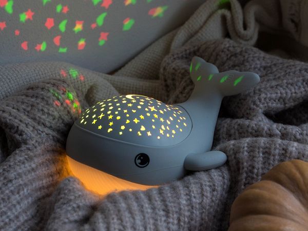 USB-Nachtlicht Sternenhimmel Willy Whale 16 cm Gra