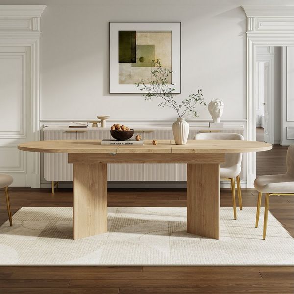 HAUSS SPOLE Esstisch aus MDF,Küchentisch Wohnzimmertisch mit abgerundeten Ecken,Eiche (Küchentisch, 1-St, Ausziehbarer, 120/160 * 80 cm), mit abgerundeten Ecken, verdickte Tischplatte