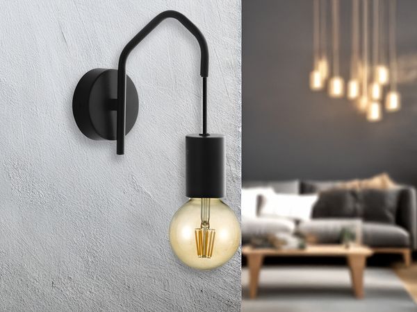 Ausgefallene LED Wandlampe 1-flammig Metall Schwarz, Höhe 17,5cm