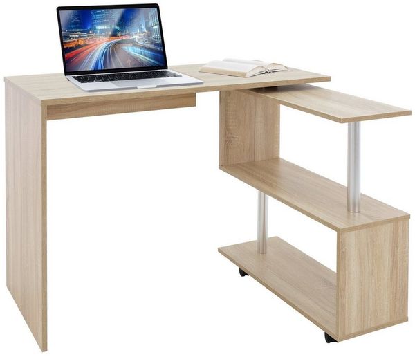 ML-DESIGN Schreibtisch Eckschreibtisch drehbar 90° mit 4 leichtgängige Rollen Computertisch, Arbeistisch Bürotisch PC Tisch Winkelschreibtisch L-Form 150x88x75cm