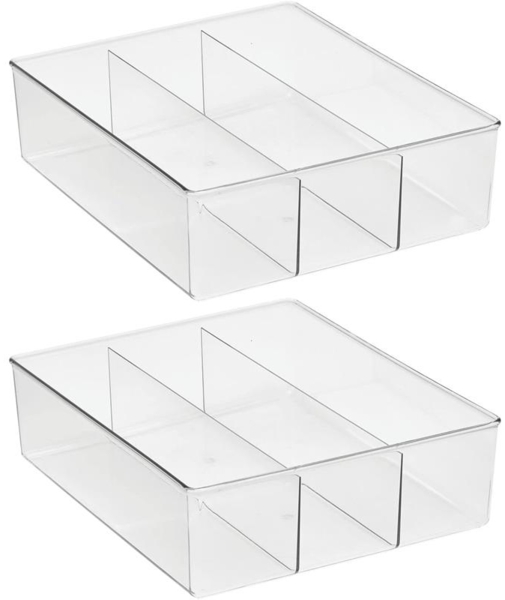 Aufbewahrungsbox mit 3 Fächern 2er Set Schrankbox mDesign transparent