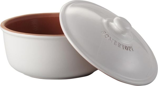 Römertopf Brotbacktopf rund weiss mit Deckel