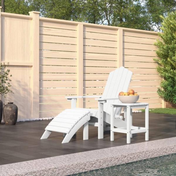 vidaXL Adirondack-Gartenstuhl mit Hocker & Tisch HDPE Weiß 3095708