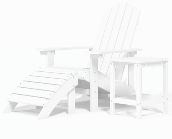 vidaXL Adirondack-Gartenstuhl mit Hocker & Tisch HDPE Weiß 3095708 Bild 7