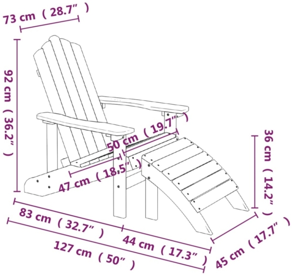 vidaXL Adirondack-Gartenstuhl mit Hocker & Tisch HDPE Weiß 3095708 Bild 8