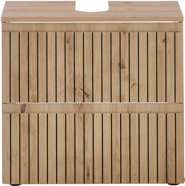 AUSTIN Badezimmer Waschbeckenunterschrank in Artisan Eiche Optik, Wildeiche Optik FSC-zertifiziert - Bad Unterschrank Badezimmerschrank mit viel Stauraum - 60 x 57 x 36 cm (B/H/T)