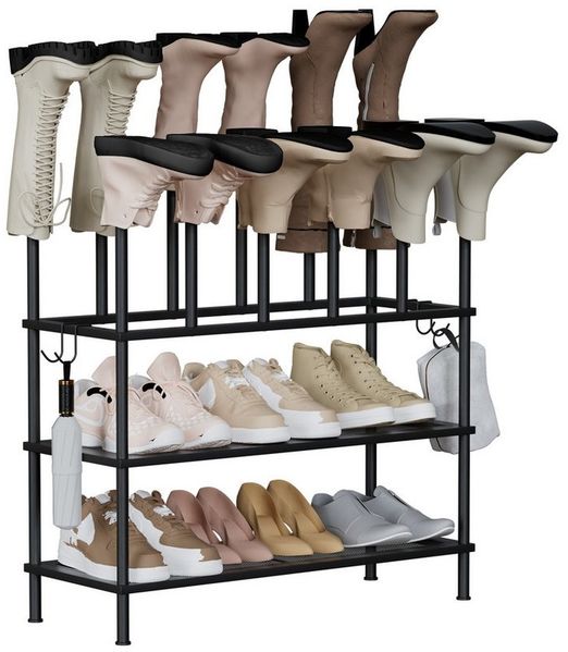 Oak&Tea Schuhregal 2-in-1 Schuh- und Stiefelregal, flexibel kombinierbar, 3 Ebenen, mit Platz für hohe Stiefel, robust, Aufbewahrung