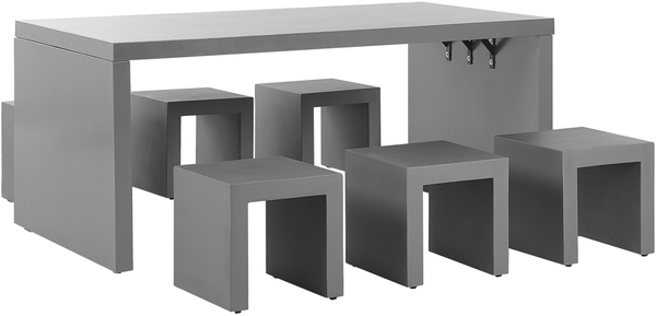 Essgruppe für 6 Personen TARANTO Beton 180x90x78 cm Grau