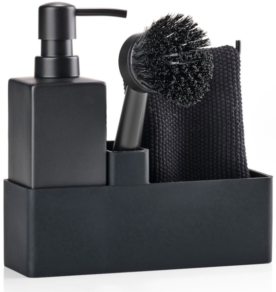 Zone Denmark Aufbewahrungssystem Denmark Geschirrspülset mit Putzlappen black 4tlg, Silikon / Keramik
