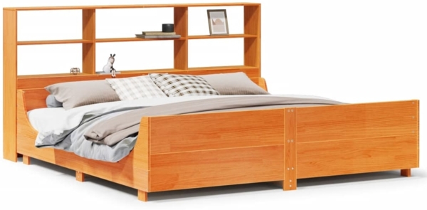 vidaXL Massivholzbett ohne Matratze Wachsbraun 180x200 cm Massivholz 3323799