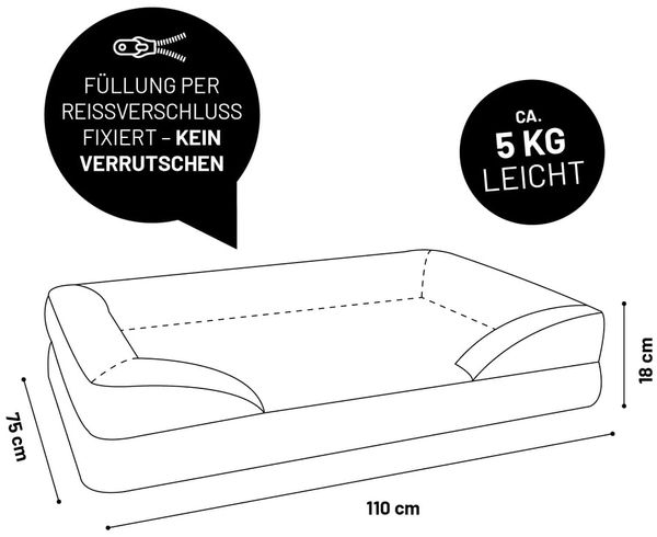 Lumaland Hundebett In-& Outdoor L 110x75x18cm senfgelb vakuumiert Bild 8