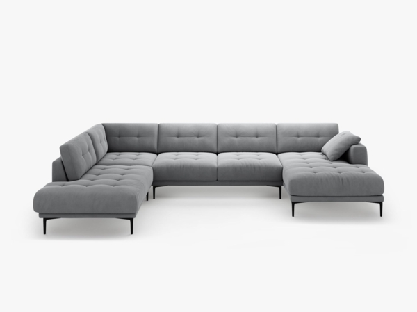 Micadoni Panorama Ecksofa Bemy 7-Sitzer Links Samt Grau