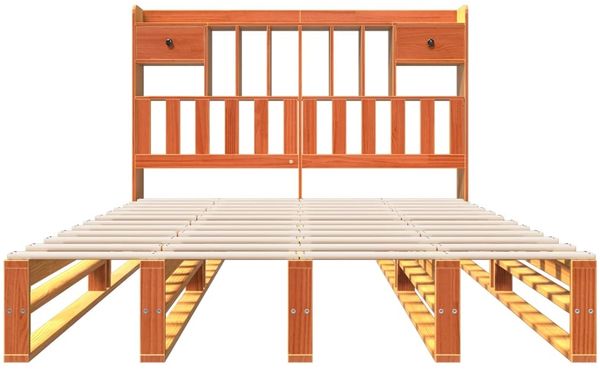 vidaXL Massivholzbett mit Regal ohne Matratze Wachsbraun 160x200 cm 3323967 Bild 4