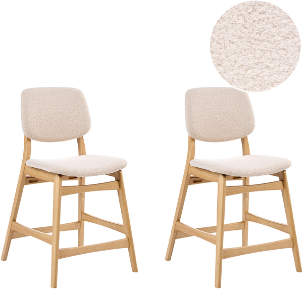 Set mit 2 Barstühlen ELAINE Bouclé Hellbraun Beige