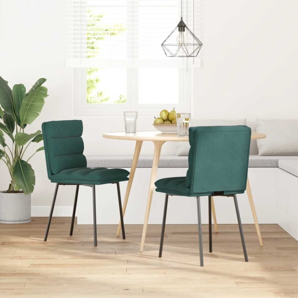vidaXL Esszimmerstühle 2 Stk. Dunkelgrün Samt 4101284